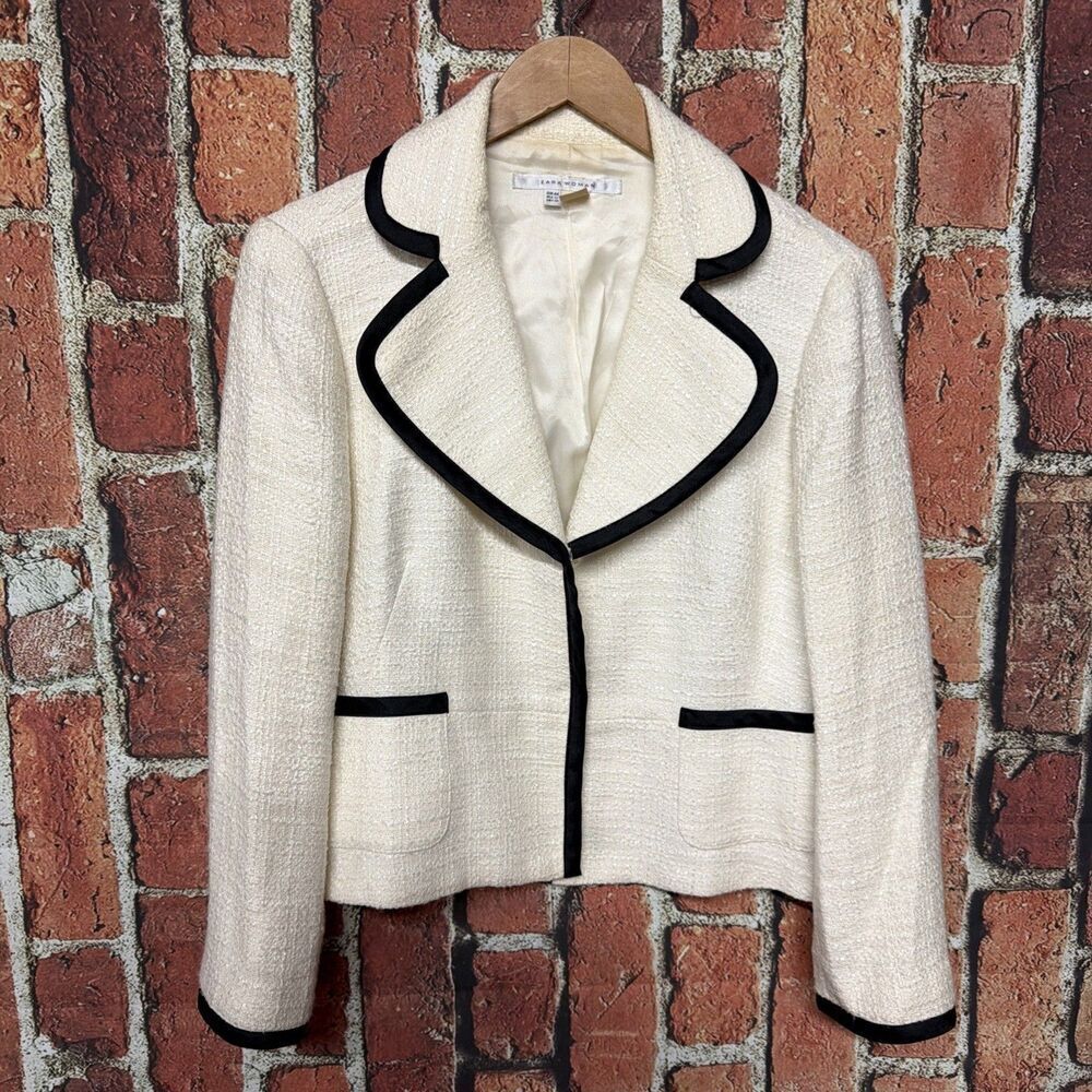 Zara Ivory Textured Jacket Blazer Size 12 Womens Business Casual